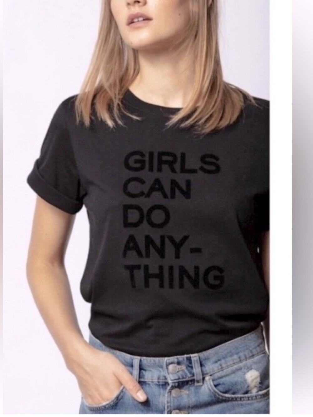 Zadig & Voltaire Girls can do anything T-Shirt Bella in black size large